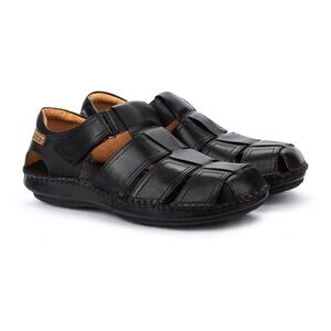 Pikolinos Mens Tarifa Fisherman Sandal Black Leather size woven summer shoes 10